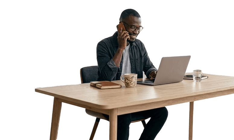 Founder working at desk